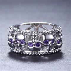 Amethyst Unisex Silver & Stone Ring 925 Silver 6.7g Size:6
